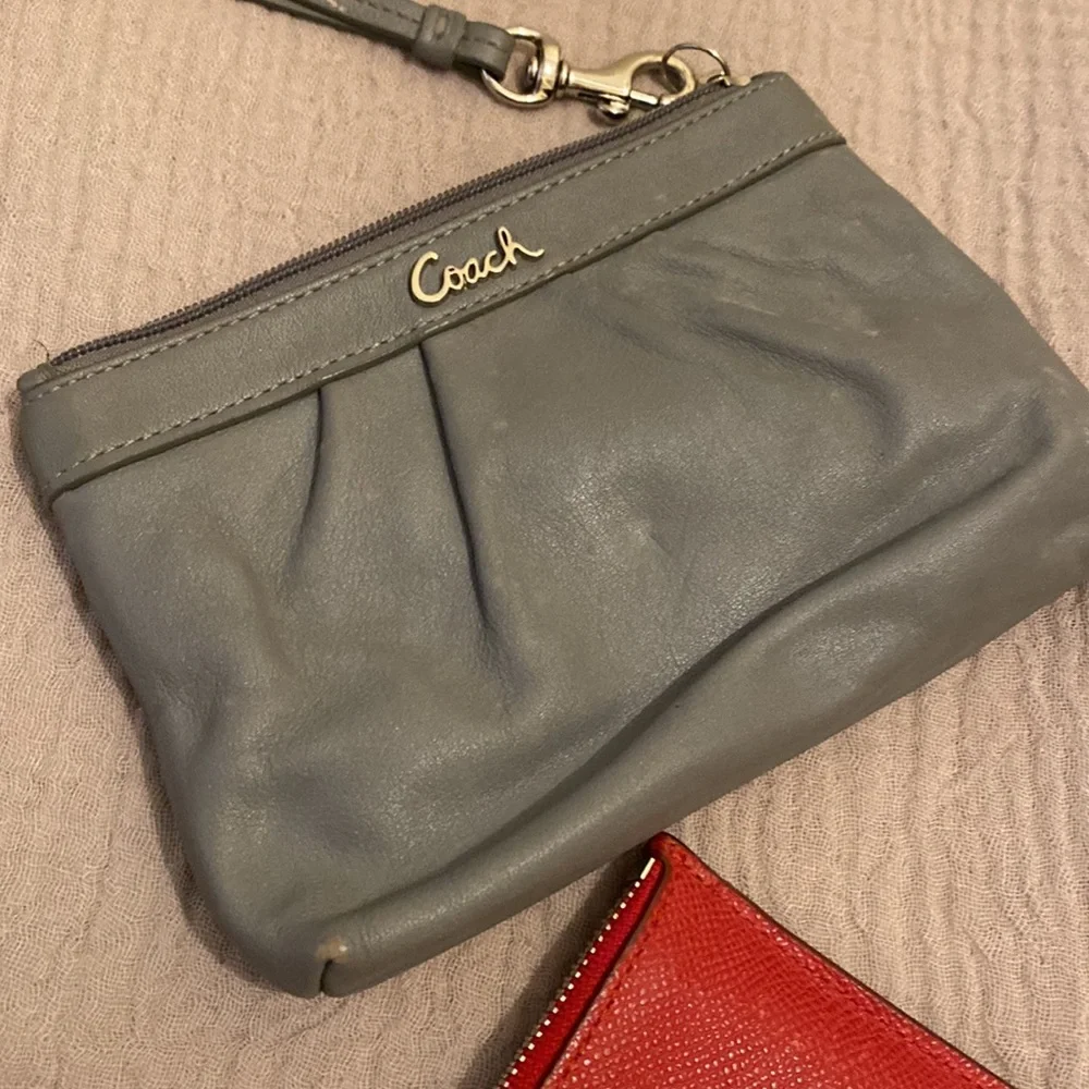 Coach Gray Pouch and Red Card Holder Set